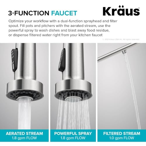 KRAUS Bolden Commercial Style Pull-Down Single Handle 18-Inch Kitchen Faucet in Brushed Brass/Matte Black, KPF-1610BBMB