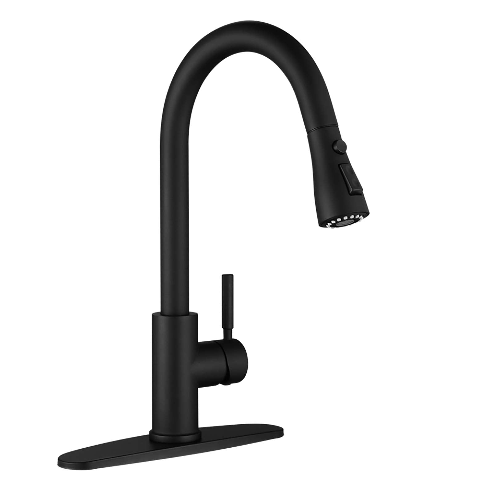 WEWE Single Handle High Arc Brushed Nickel Pull Out Kitchen Faucet,Single Level Stainless Steel Kitchen Sink Faucets with Pull Down Sprayer