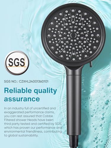 Cobbe Filtered Shower Head with Handheld, High Pressure 6 Spray Mode Showerhead with Filters, Water Softener Filters Beads for Hard Water - Remove Chlorine - Reduces Dry Itchy Skin, Matte Black