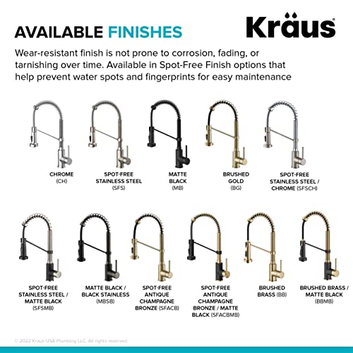 KRAUS Bolden Commercial Style Pull-Down Single Handle 18-Inch Kitchen Faucet in Brushed Brass/Matte Black, KPF-1610BBMB