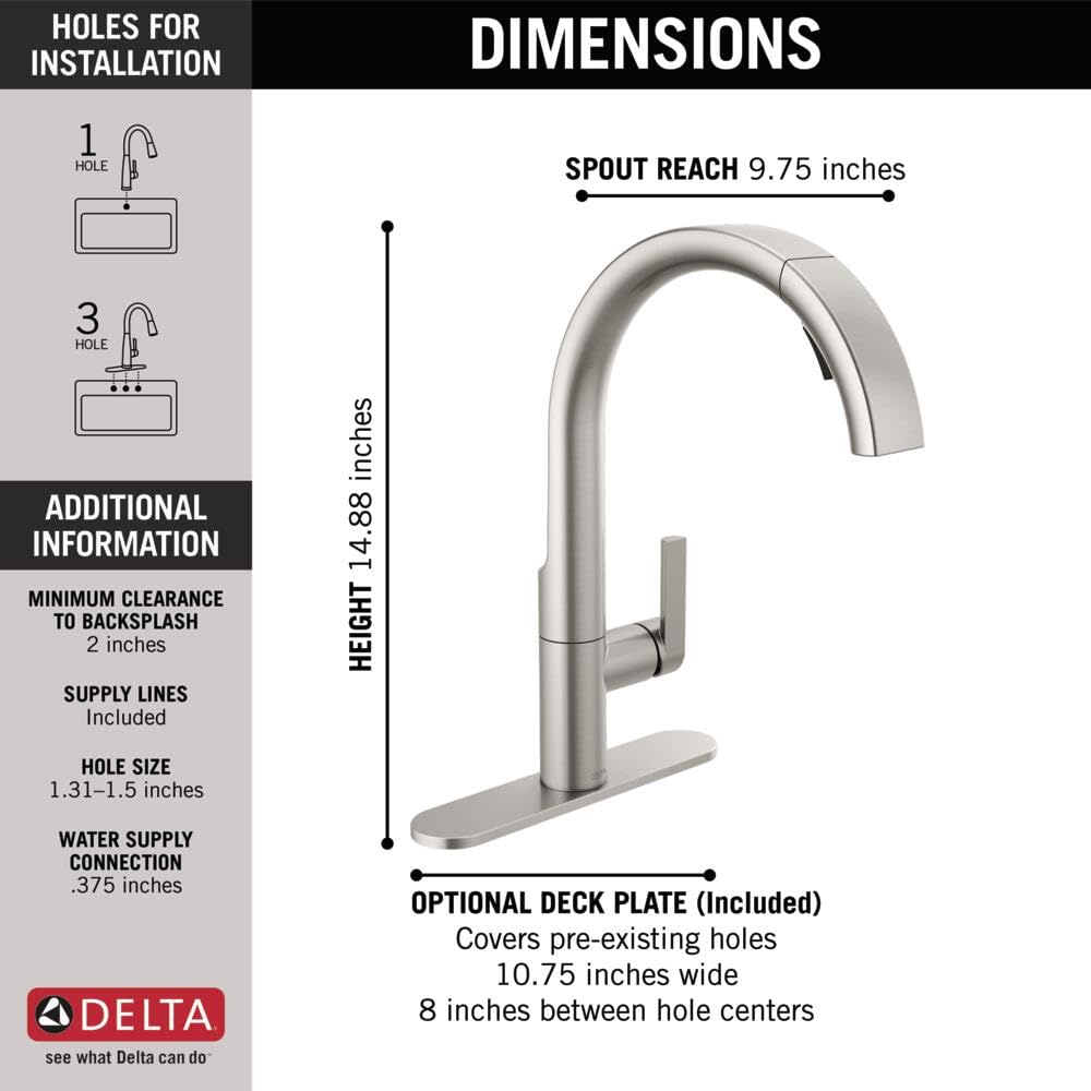 Delta Faucet Keele Pull Down Kitchen Faucet Chrome, Chrome Kitchen Faucets with Pull Down Sprayer, Kitchen Sink Faucet, Faucet for Kitchen Sink with Magnetic Docking Spray Head, Chrome 19824LF