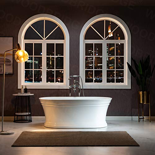 WOODBRIDGE 59"Freestanding White Acylic Soaking Bathtub with Brushed Gold Drain and Overflow,B1536-BG