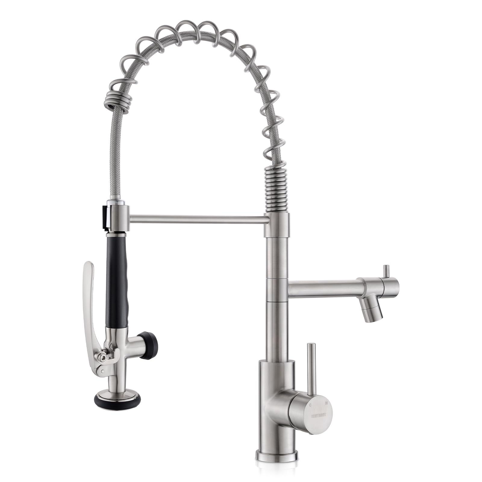 WEWE Single Handle High Arc Brushed Nickel Pull Out Kitchen Faucet,Single Level Stainless Steel Kitchen Sink Faucets with Pull Down Sprayer