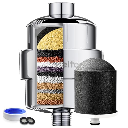 Wheelton Shower Filter - Upgraded Compressed Carbon Shower Head Filter for Hard Water, Remove Chlorine Fluoride to Revitalize Dry Itchy Skin Vitamin C Shower Water Filter