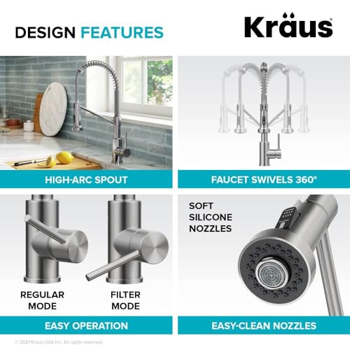 KRAUS Bolden Commercial Style Pull-Down Single Handle 18-Inch Kitchen Faucet in Brushed Brass/Matte Black, KPF-1610BBMB