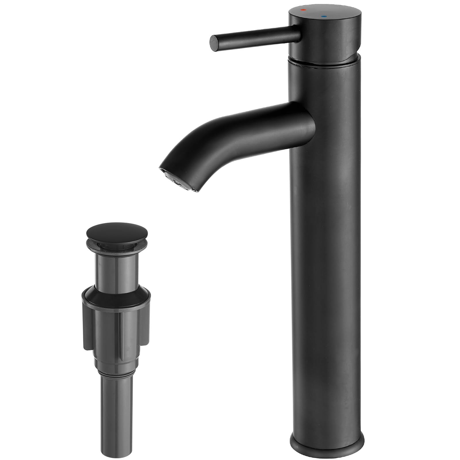 Black Bathroom Faucet Single Handle Bathroom Sink Faucet with Pop-up Drain Rv Lavatory Vessel Faucet Basin Mixer Tap with Deck Plate