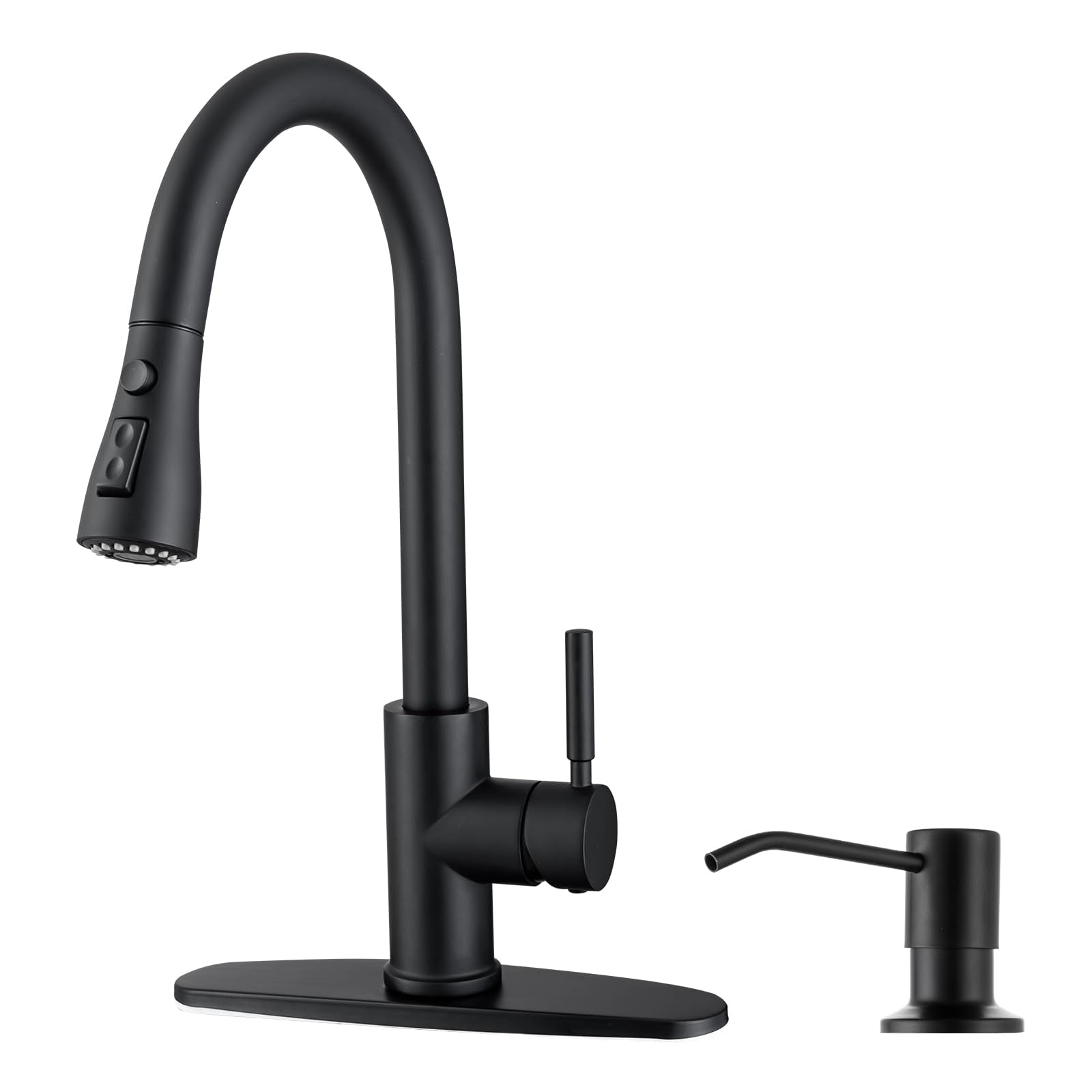 WEWE Single Handle High Arc Brushed Nickel Pull Out Kitchen Faucet,Single Level Stainless Steel Kitchen Sink Faucets with Pull Down Sprayer