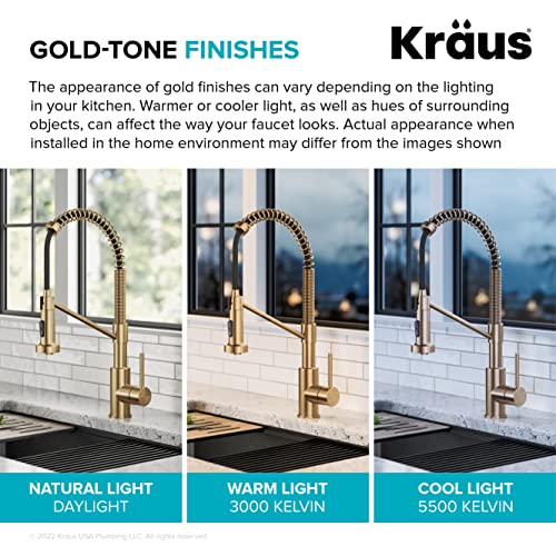 KRAUS Bolden Commercial Style Pull-Down Single Handle 18-Inch Kitchen Faucet in Brushed Brass/Matte Black, KPF-1610BBMB