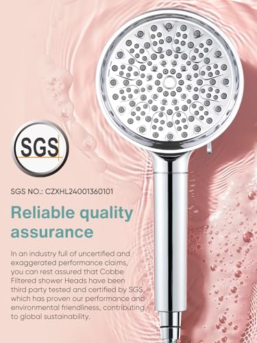 Cobbe Filtered Shower Head with Handheld, High Pressure 6 Spray Mode Showerhead with Filters, Water Softener Filters Beads for Hard Water - Remove Chlorine - Reduces Dry Itchy Skin, Matte Black