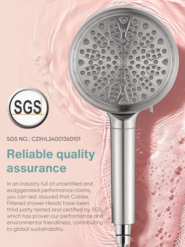 Cobbe Filtered Shower Head with Handheld, High Pressure 6 Spray Mode Showerhead with Filters, Water Softener Filters Beads for Hard Water - Remove Chlorine - Reduces Dry Itchy Skin, Matte Black