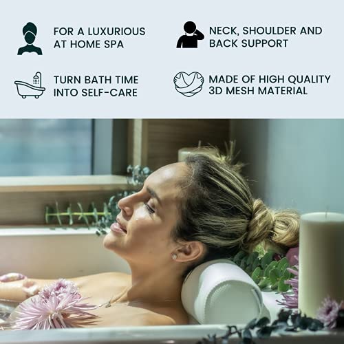 Bathtub Pillow for Neck and Shoulder - Spa Bath Pillows for Tub Neck and Back Support - Perfect Bath Accessories for Women - Relaxing Luxe Bath - Ideal Bath Gift Set for Women - Home Spa Products