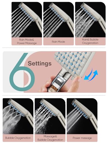 Cobbe Filtered Shower Head with Handheld, High Pressure 6 Spray Mode Showerhead with Filters, Water Softener Filters Beads for Hard Water - Remove Chlorine - Reduces Dry Itchy Skin, Matte Black