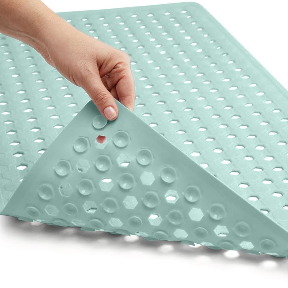 Gorilla Grip Patented Bathmat, 35x16, Clear, Bathtub Shower Mat, Plastic, Hexagon, Soft on Feet, Machine Washable, Suction Cups, Drainage Holes, BPA Free, Long Bath Tub Floor Mats