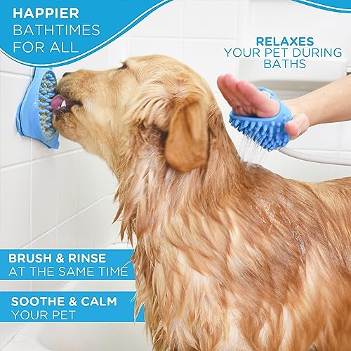 Aquapaw Pet Bathing Tool – Sprayer and Scrubber in One – Compatible with Indoor Shower or Outdoor Garden Hose – for Dog and Cat Grooming – Garden Hose and Shower Adapters Included