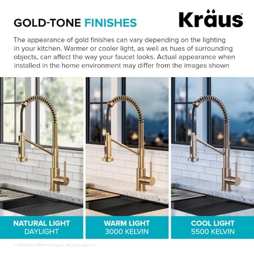 KRAUS Bolden Commercial Style Pull-Down Single Handle 18-Inch Kitchen Faucet in Brushed Brass/Matte Black, KPF-1610BBMB