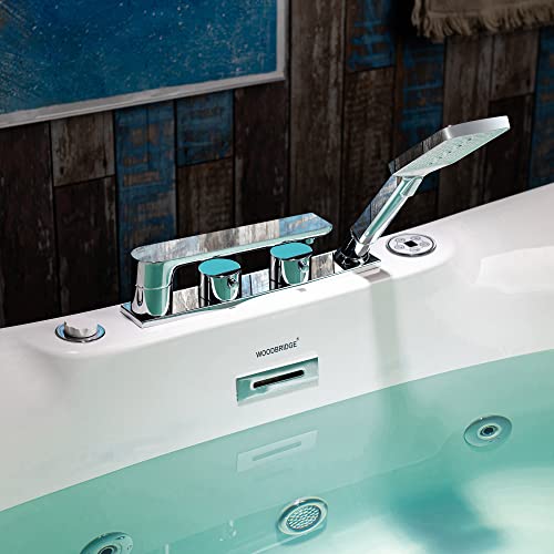 WOODBRIDGE 72" x 35-3/8" Whirlpool Water Jetted and Air Bubble Freestanding Heated Soaking Combination Bathtub with LED control panel,BJ-400