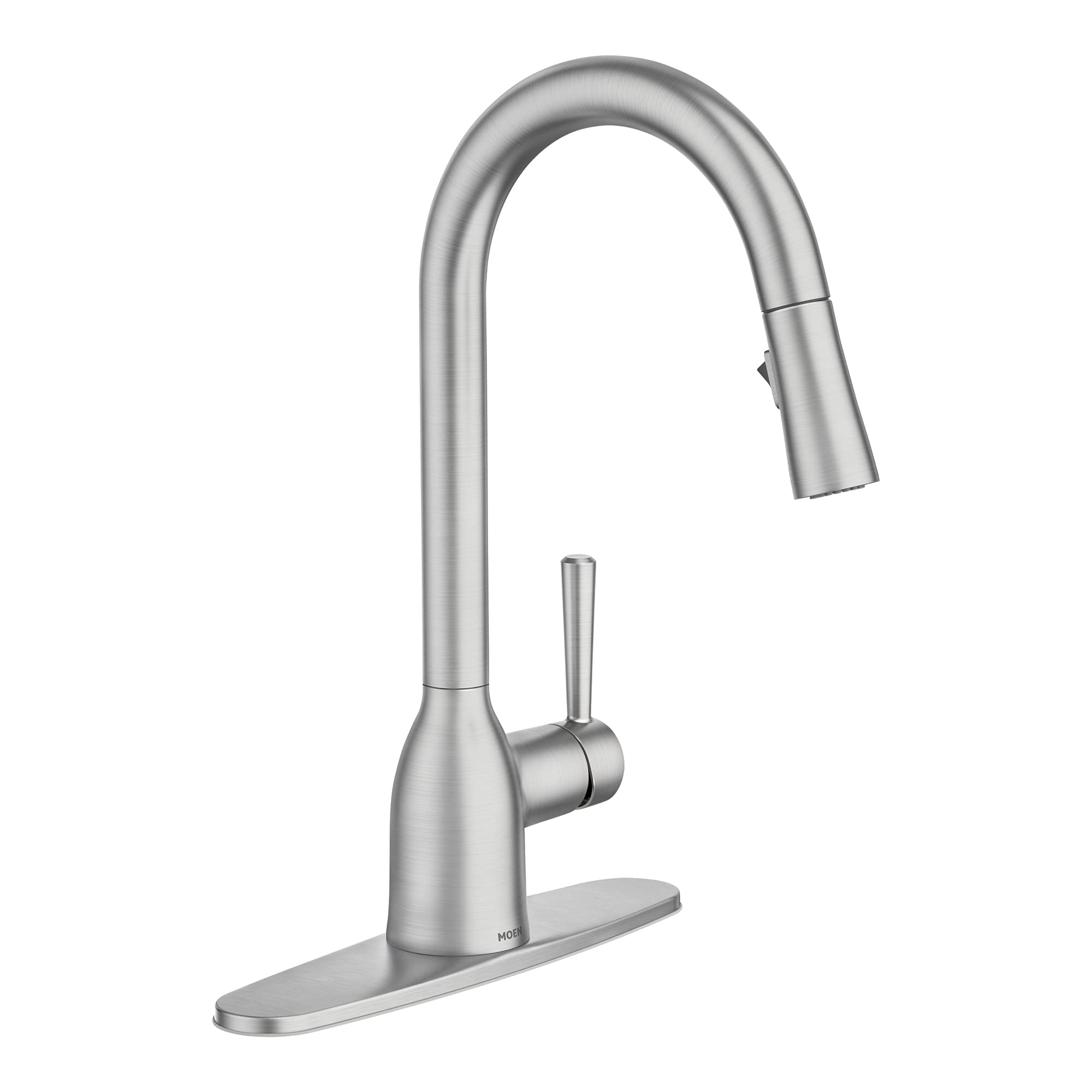 Moen 87233SRS Adler One-Handle High Arc Pulldown Kitchen Faucet with Power Clean, 24.7" L x 12.3" W x 14.6" H, Spot Resist Stainless