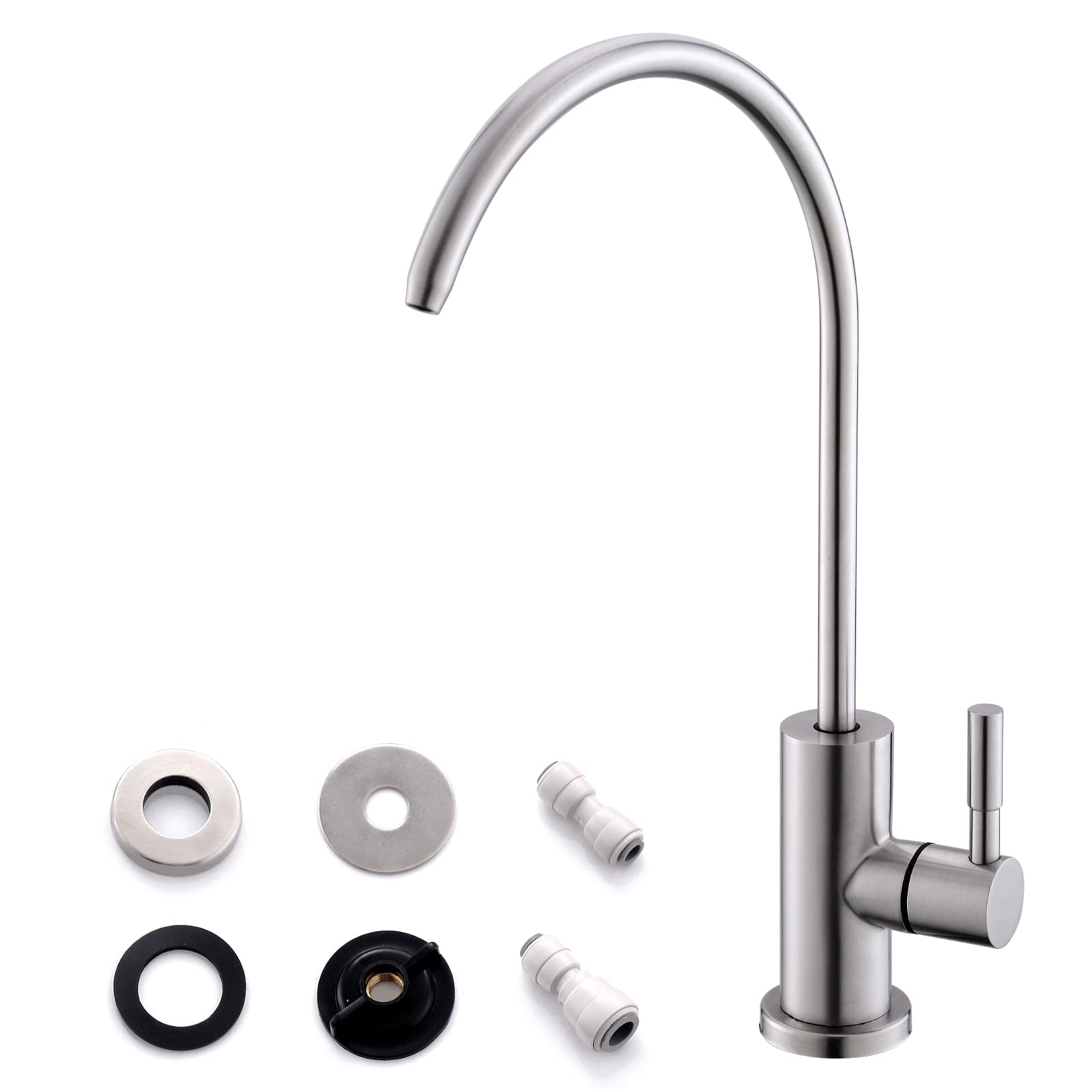 WEWE Kitchen Faucets with Pull Down Sprayer Commercial Industrial Stainless Steel Single Handle Single Hole Spring Farmhouse RV Sink Faucet, Matte Black