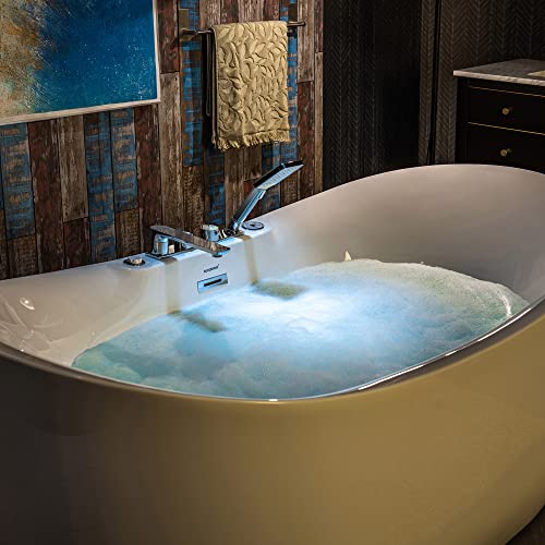 WOODBRIDGE 72" x 35-3/8" Whirlpool Water Jetted and Air Bubble Freestanding Heated Soaking Combination Bathtub with LED control panel,BJ-400