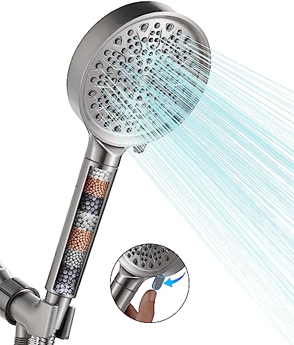 Cobbe Filtered Shower Head with Handheld, High Pressure 6 Spray Mode Showerhead with Filters, Water Softener Filters Beads for Hard Water - Remove Chlorine - Reduces Dry Itchy Skin, Matte Black