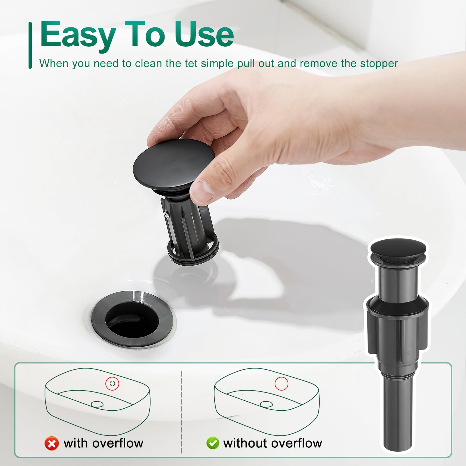 Black Bathroom Faucet Single Handle Bathroom Sink Faucet with Pop-up Drain Rv Lavatory Vessel Faucet Basin Mixer Tap with Deck Plate