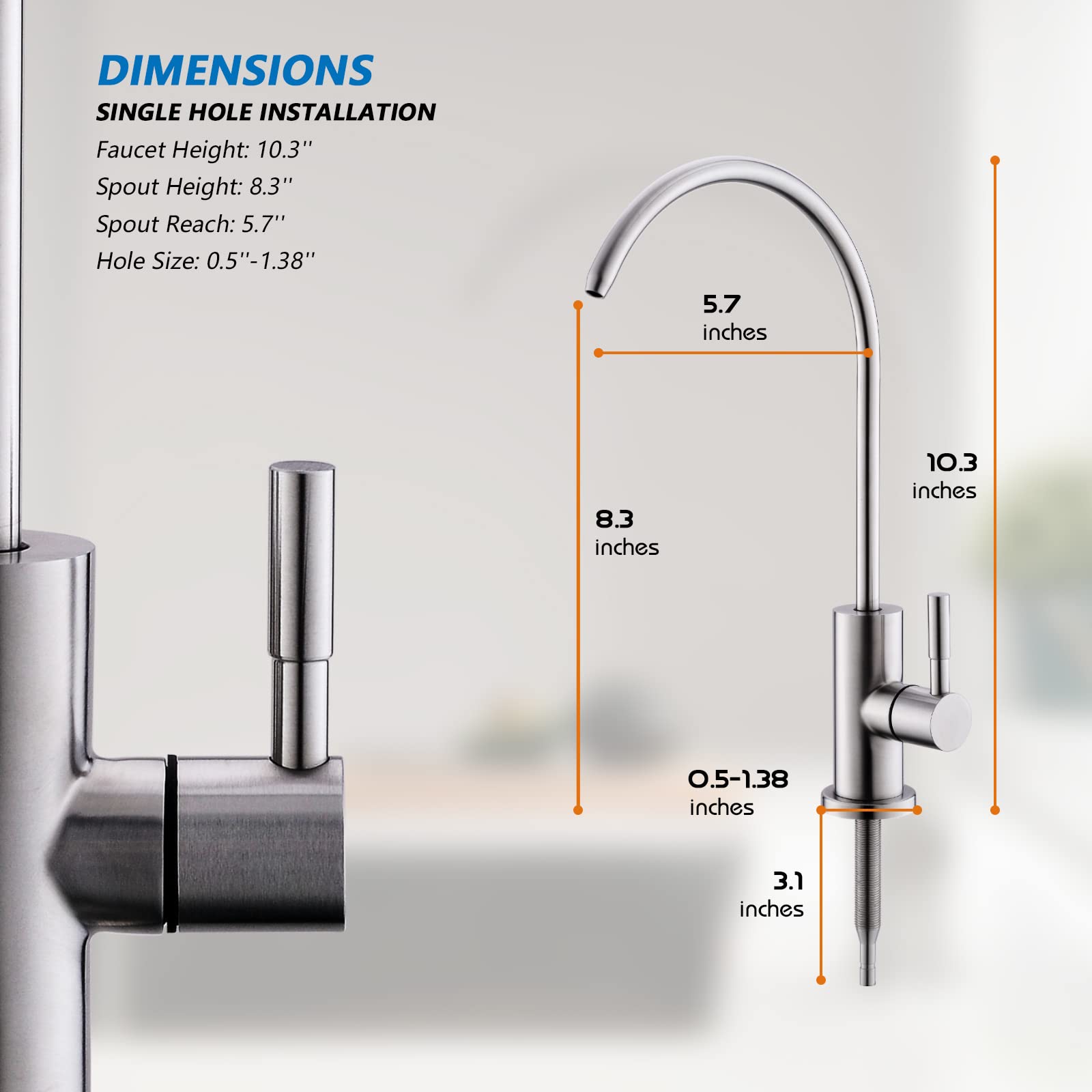 WEWE Kitchen Faucets with Pull Down Sprayer Commercial Industrial Stainless Steel Single Handle Single Hole Spring Farmhouse RV Sink Faucet, Matte Black