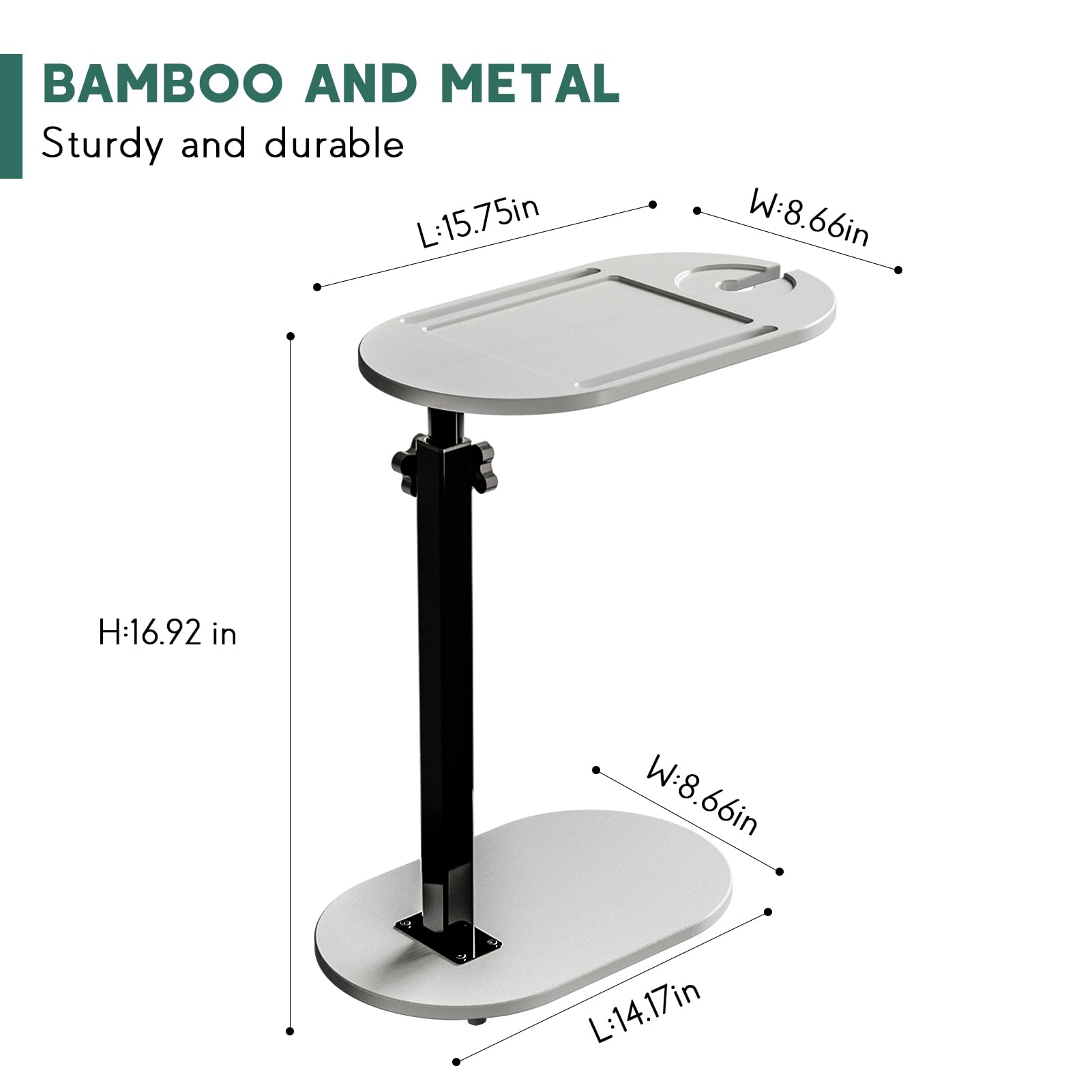 Yumkfoi Bamboo Bathtub Tray Table with Adjustable Height, Freestanding Bath Caddy Tray for Tub Against Wall, Bathtub Side Table for Luxury Bath Home Spa Homewarming - Patent Protected (Natural)