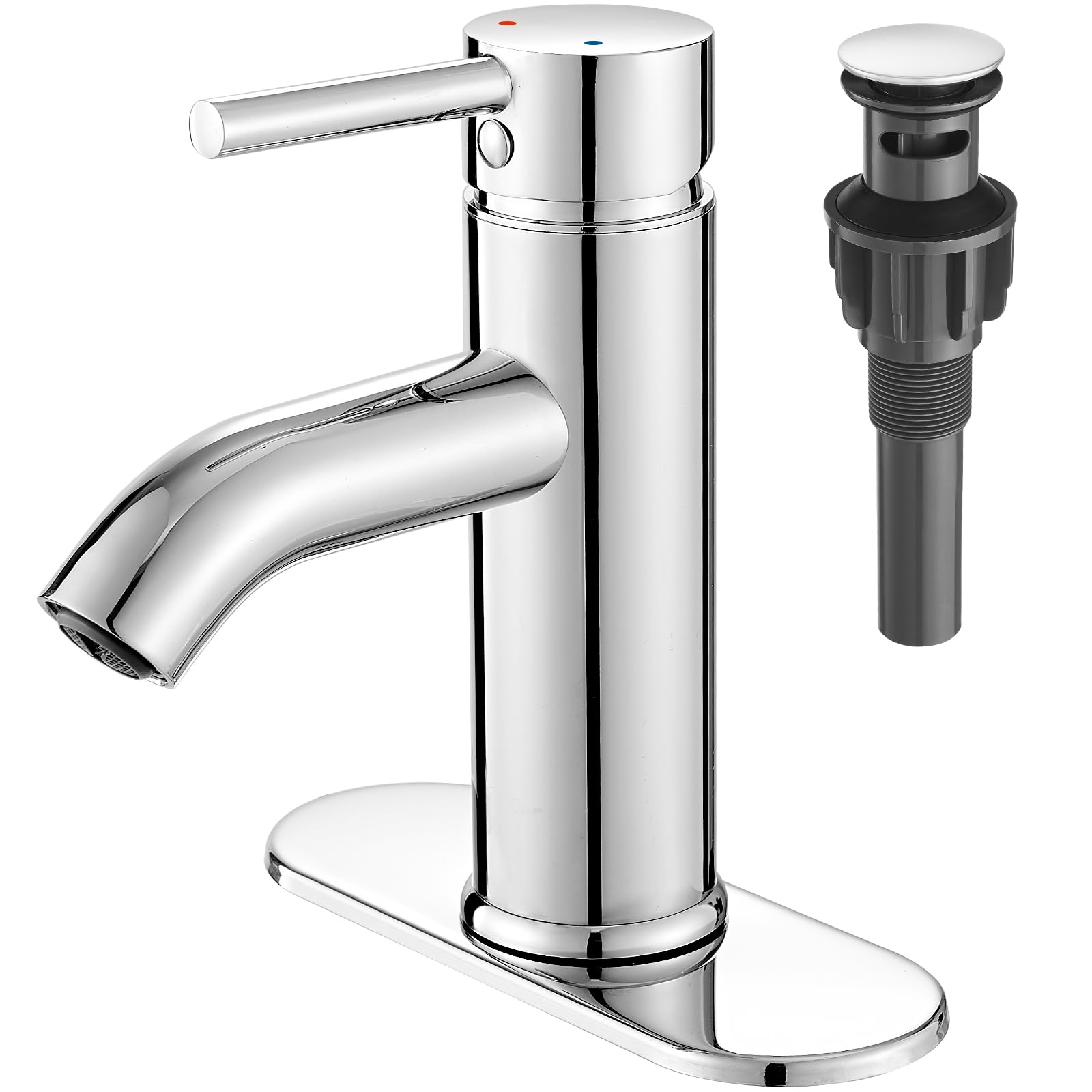 Black Bathroom Faucet Single Handle Bathroom Sink Faucet with Pop-up Drain Rv Lavatory Vessel Faucet Basin Mixer Tap with Deck Plate