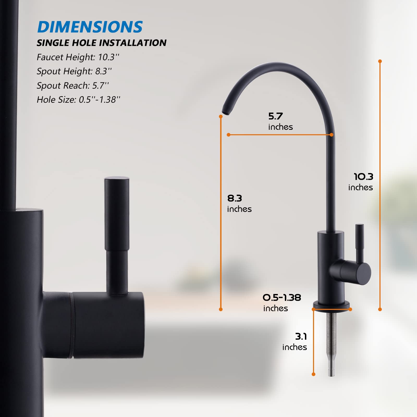 WEWE Kitchen Faucets with Pull Down Sprayer Commercial Industrial Stainless Steel Single Handle Single Hole Spring Farmhouse RV Sink Faucet, Matte Black