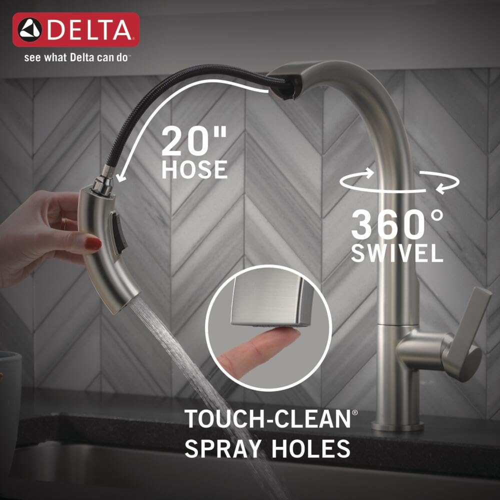 Delta Faucet Keele Pull Down Kitchen Faucet Chrome, Chrome Kitchen Faucets with Pull Down Sprayer, Kitchen Sink Faucet, Faucet for Kitchen Sink with Magnetic Docking Spray Head, Chrome 19824LF