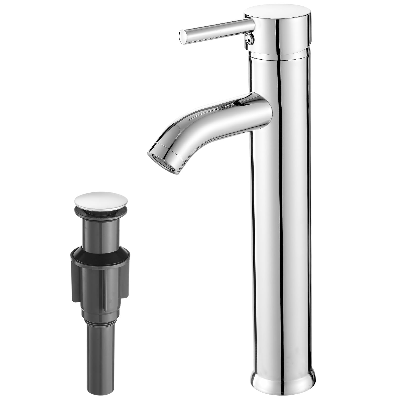 Black Bathroom Faucet Single Handle Bathroom Sink Faucet with Pop-up Drain Rv Lavatory Vessel Faucet Basin Mixer Tap with Deck Plate