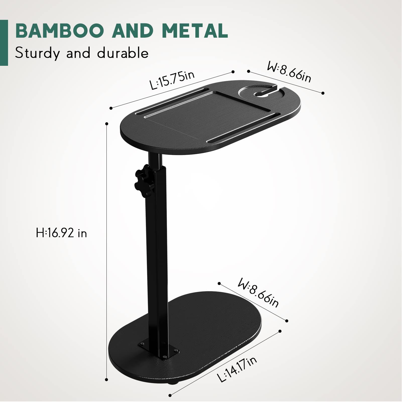 Yumkfoi Bamboo Bathtub Tray Table with Adjustable Height, Freestanding Bath Caddy Tray for Tub Against Wall, Bathtub Side Table for Luxury Bath Home Spa Homewarming - Patent Protected (Natural)