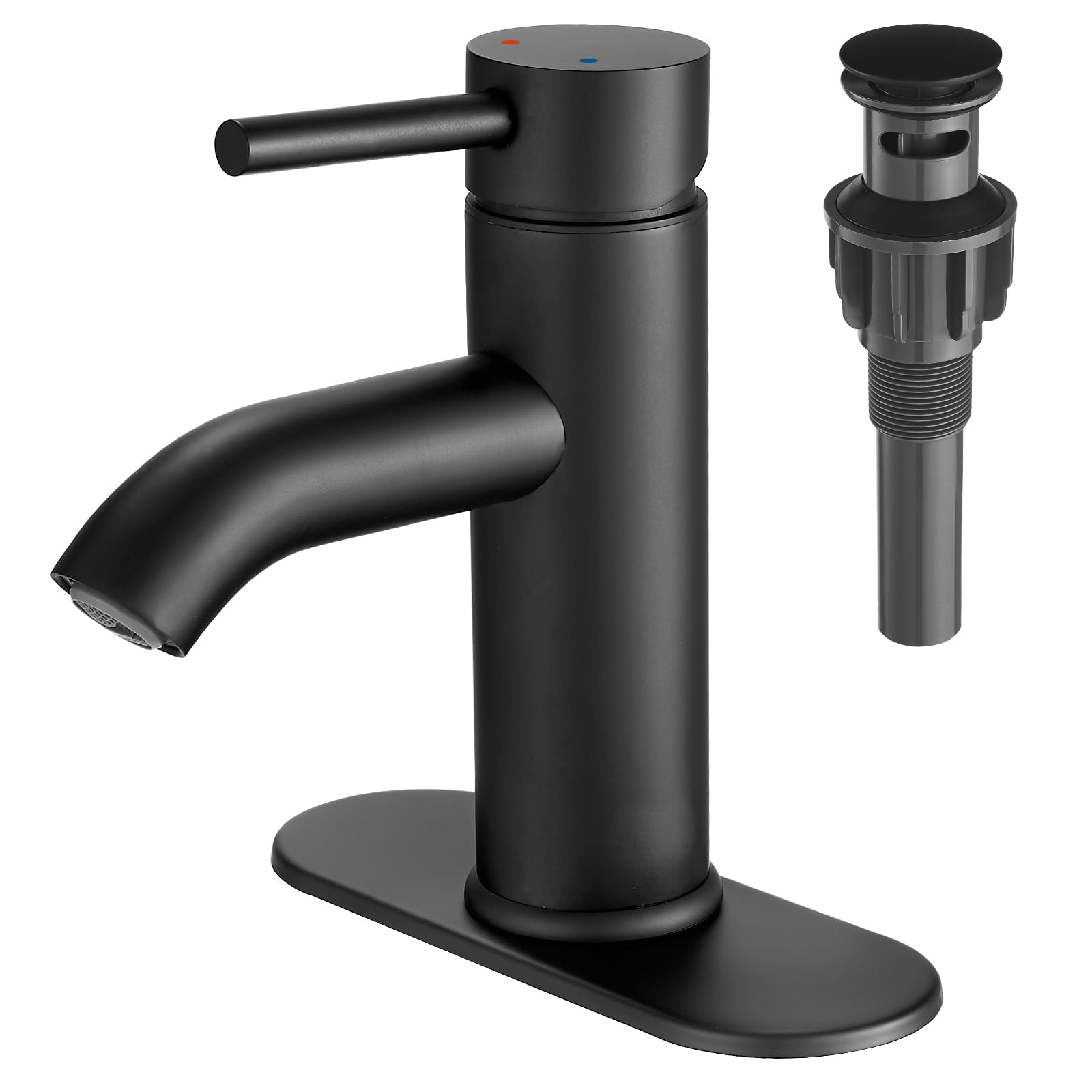 Black Bathroom Faucet Single Handle Bathroom Sink Faucet with Pop-up Drain Rv Lavatory Vessel Faucet Basin Mixer Tap with Deck Plate