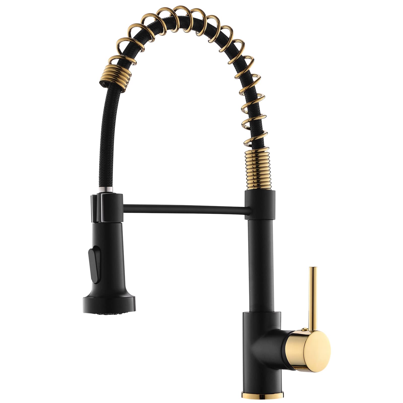 AIMADI Black Kitchen Faucet with Sprayer - Commercial Faucet Kitchen Single Handle Spring Pull Down Kitchen Sink Faucet with LED Light,Matte Black