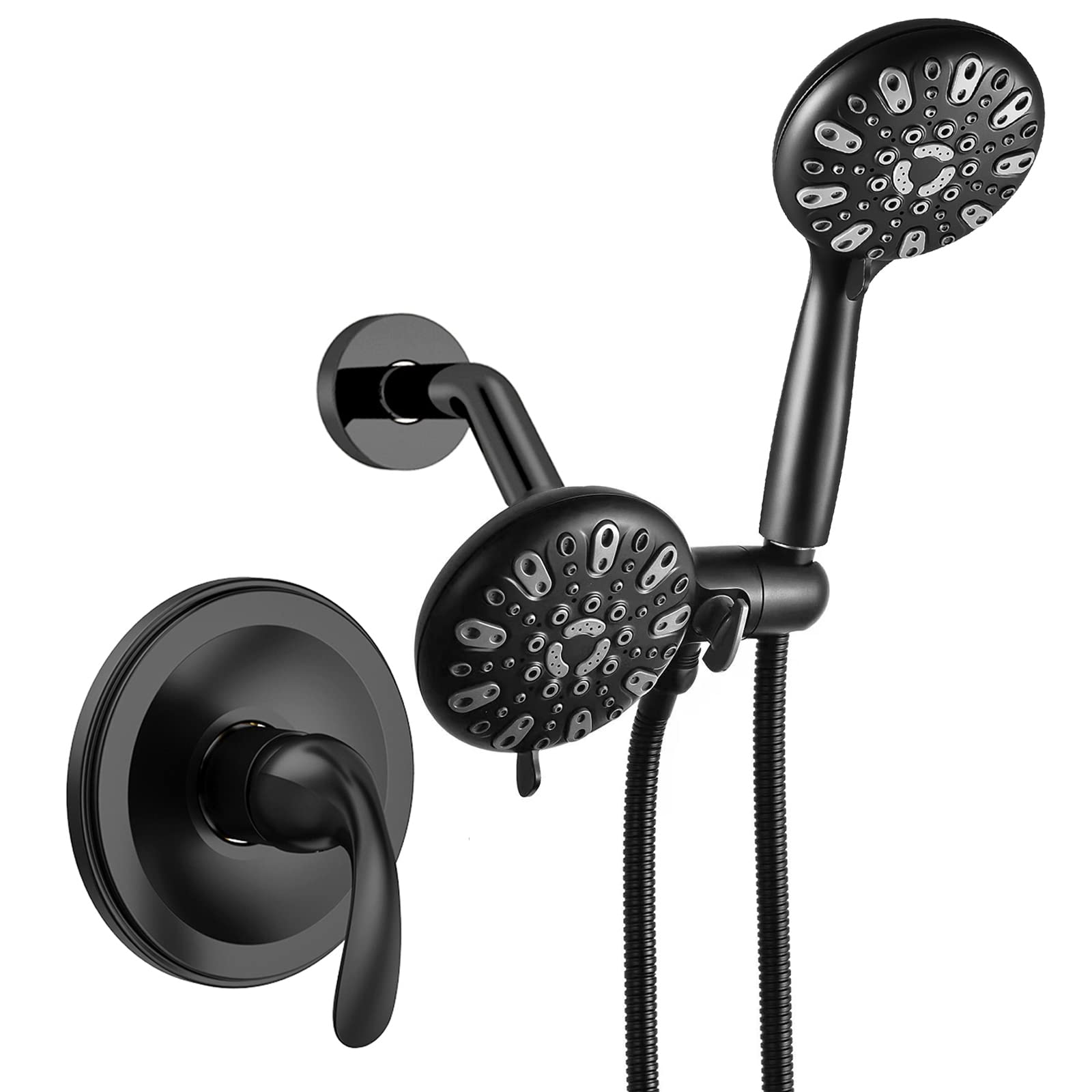 WRISIN Black Shower Faucet Set with Tub Spout (Valve Included), Black Shower Head and Handle Set, Shower Valve Kit with Shower Head and Handheld