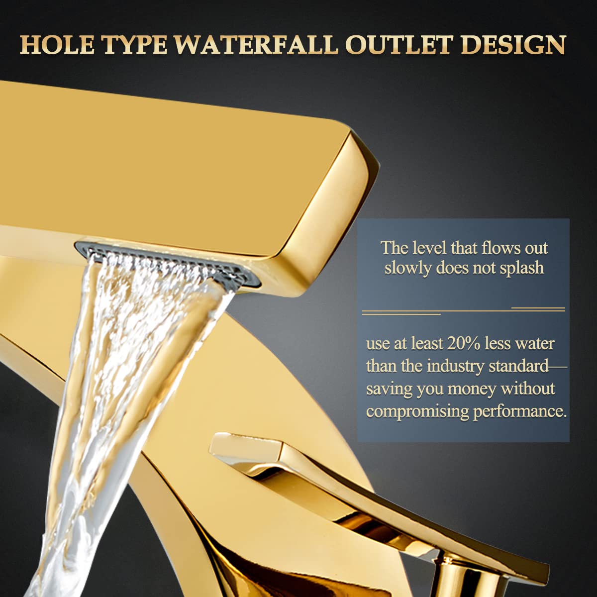 becola Bathroom Sink Waterfall Faucet,Solid Brass Single Handle Hot and Cold Water Mixer Tap, Lavatory Vanity Sink Faucet Including Two US Standard 3/8" Hoses (Matte Black)