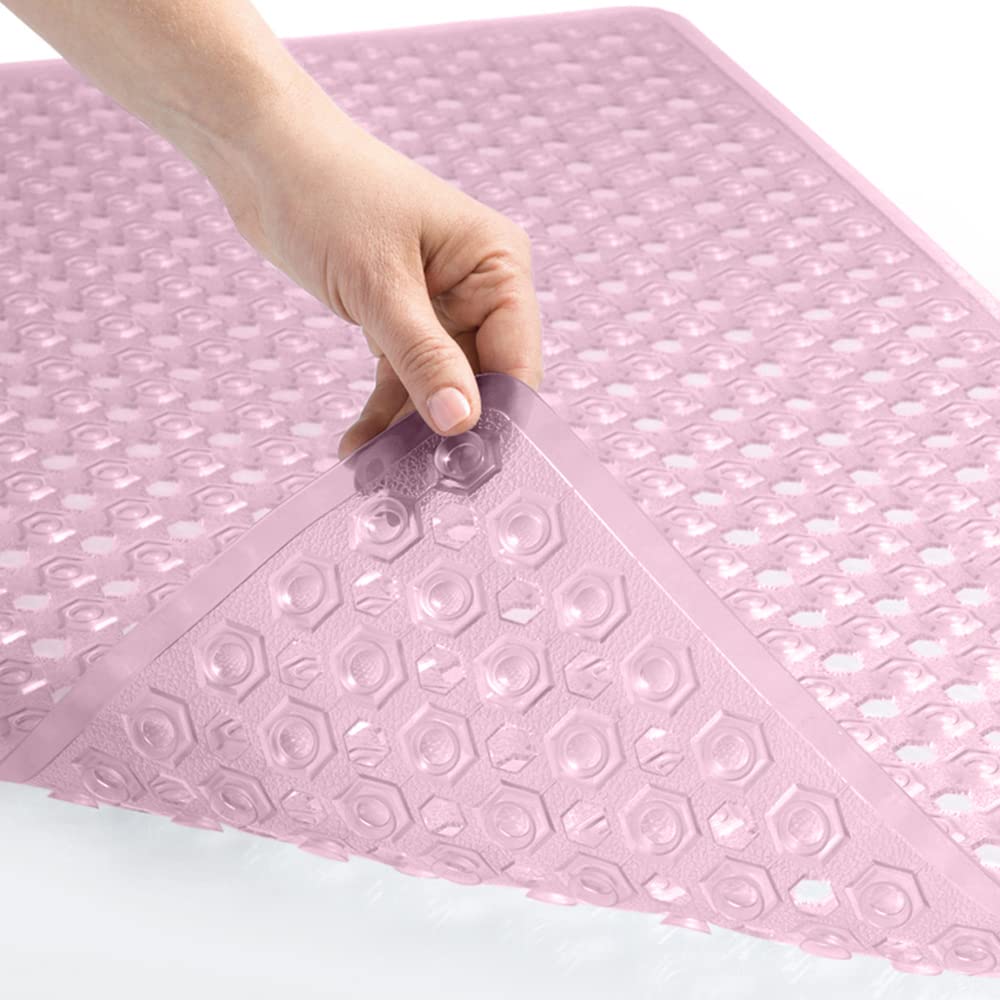 Gorilla Grip Patented Bathmat, 35x16, Clear, Bathtub Shower Mat, Plastic, Hexagon, Soft on Feet, Machine Washable, Suction Cups, Drainage Holes, BPA Free, Long Bath Tub Floor Mats