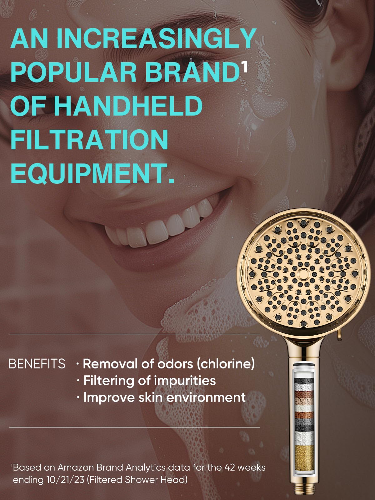 Cobbe Filtered Shower Head with Handheld, High Pressure 6 Spray Mode Showerhead with Filters, Water Softener Filters Beads for Hard Water - Remove Chlorine - Reduces Dry Itchy Skin, Matte Black