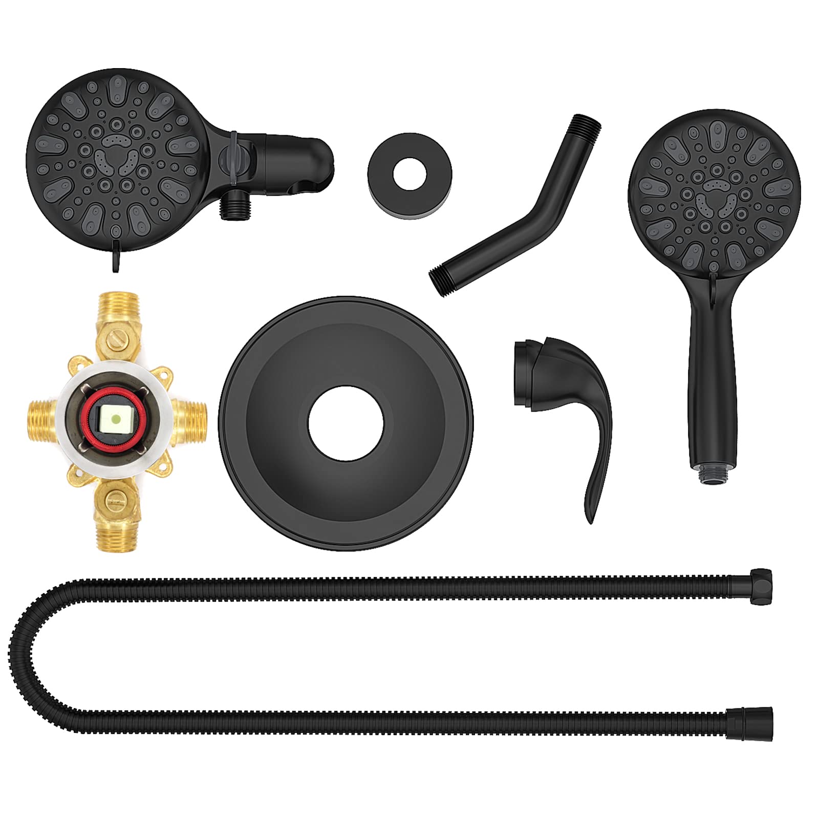 WRISIN Black Shower Faucet Set with Tub Spout (Valve Included), Black Shower Head and Handle Set, Shower Valve Kit with Shower Head and Handheld