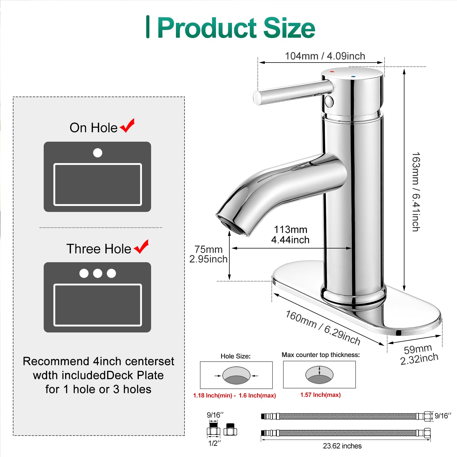 Black Bathroom Faucet Single Handle Bathroom Sink Faucet with Pop-up Drain Rv Lavatory Vessel Faucet Basin Mixer Tap with Deck Plate