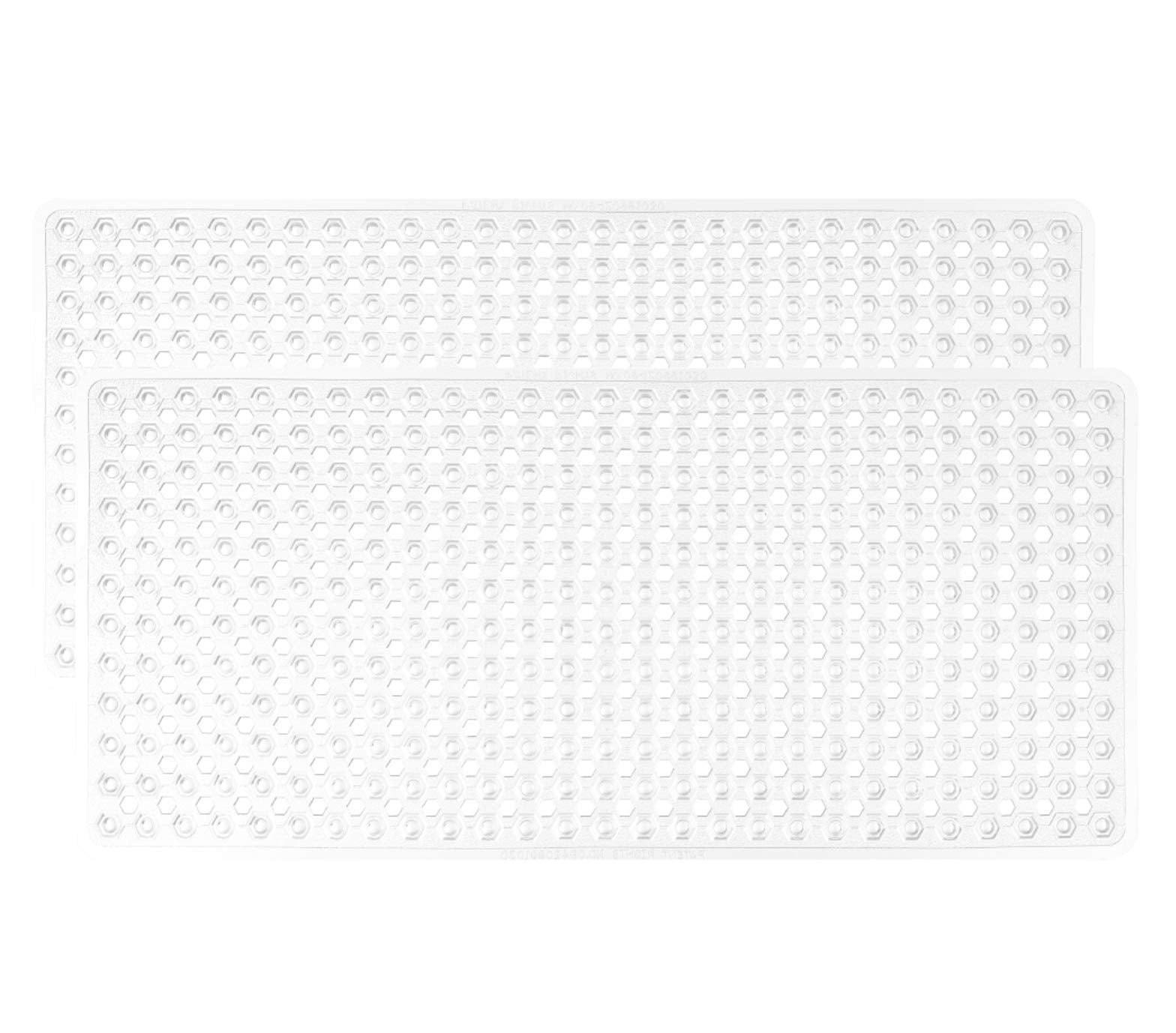 Gorilla Grip Patented Bathmat, 35x16, Clear, Bathtub Shower Mat, Plastic, Hexagon, Soft on Feet, Machine Washable, Suction Cups, Drainage Holes, BPA Free, Long Bath Tub Floor Mats