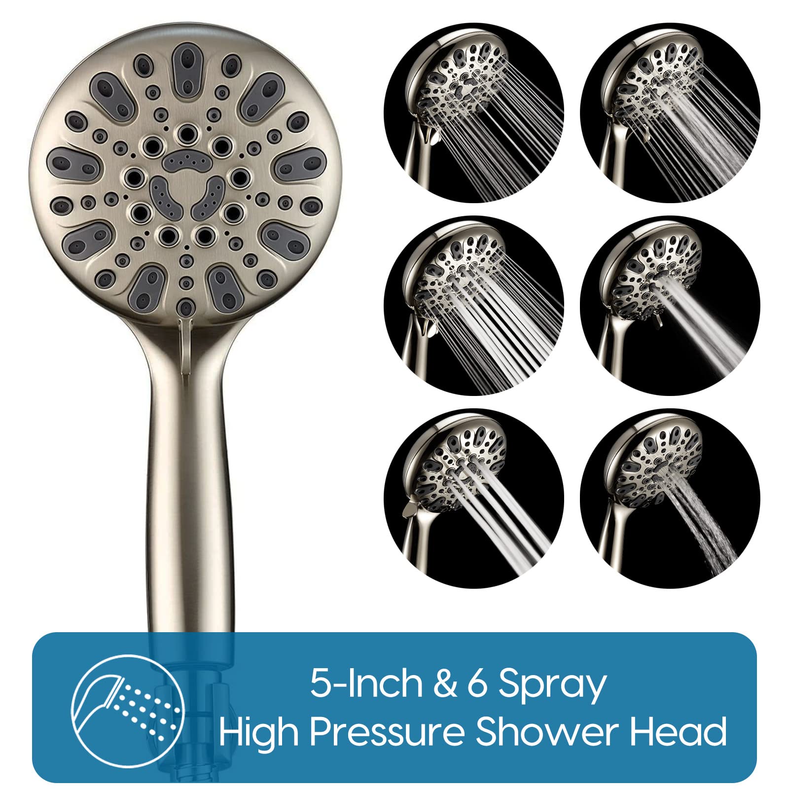 WRISIN Black Shower Faucet Set with Tub Spout (Valve Included), Black Shower Head and Handle Set, Shower Valve Kit with Shower Head and Handheld