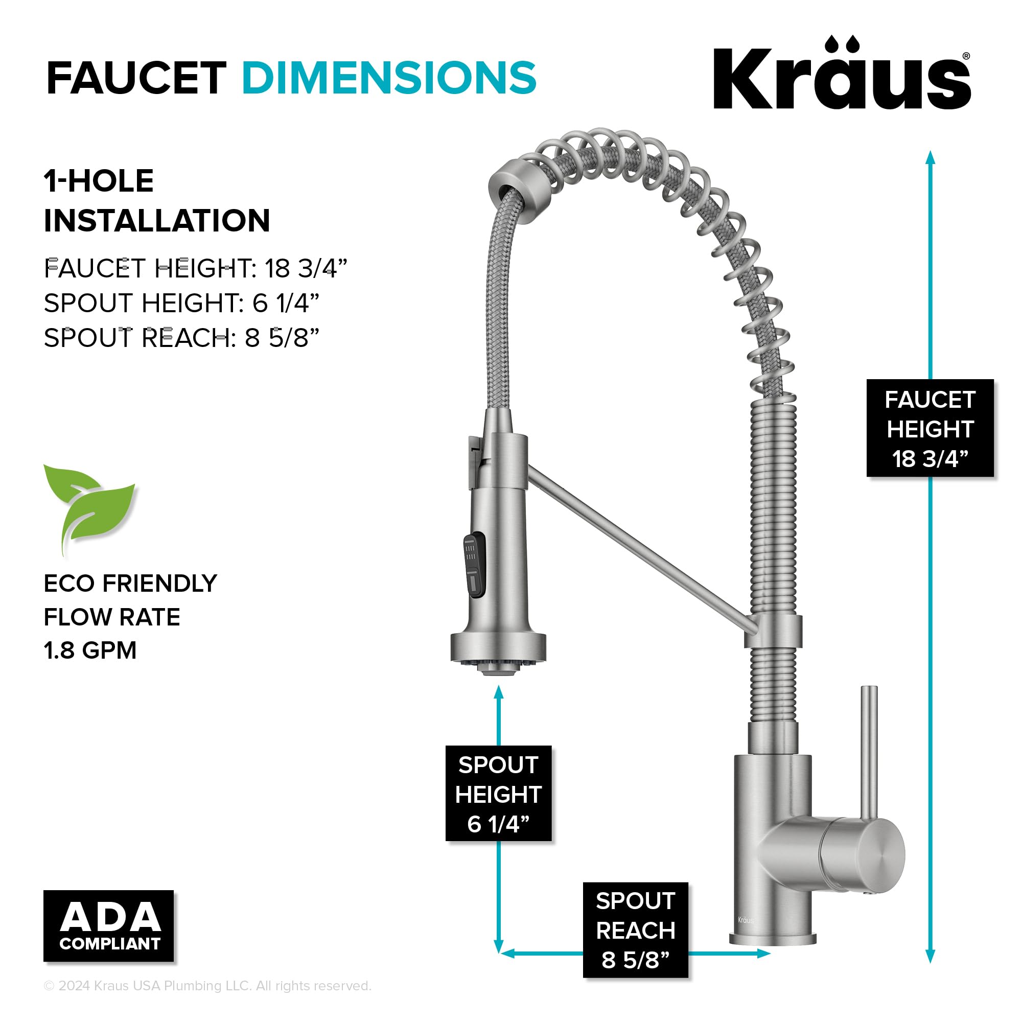 KRAUS Bolden Commercial Style Pull-Down Single Handle 18-Inch Kitchen Faucet in Brushed Brass/Matte Black, KPF-1610BBMB