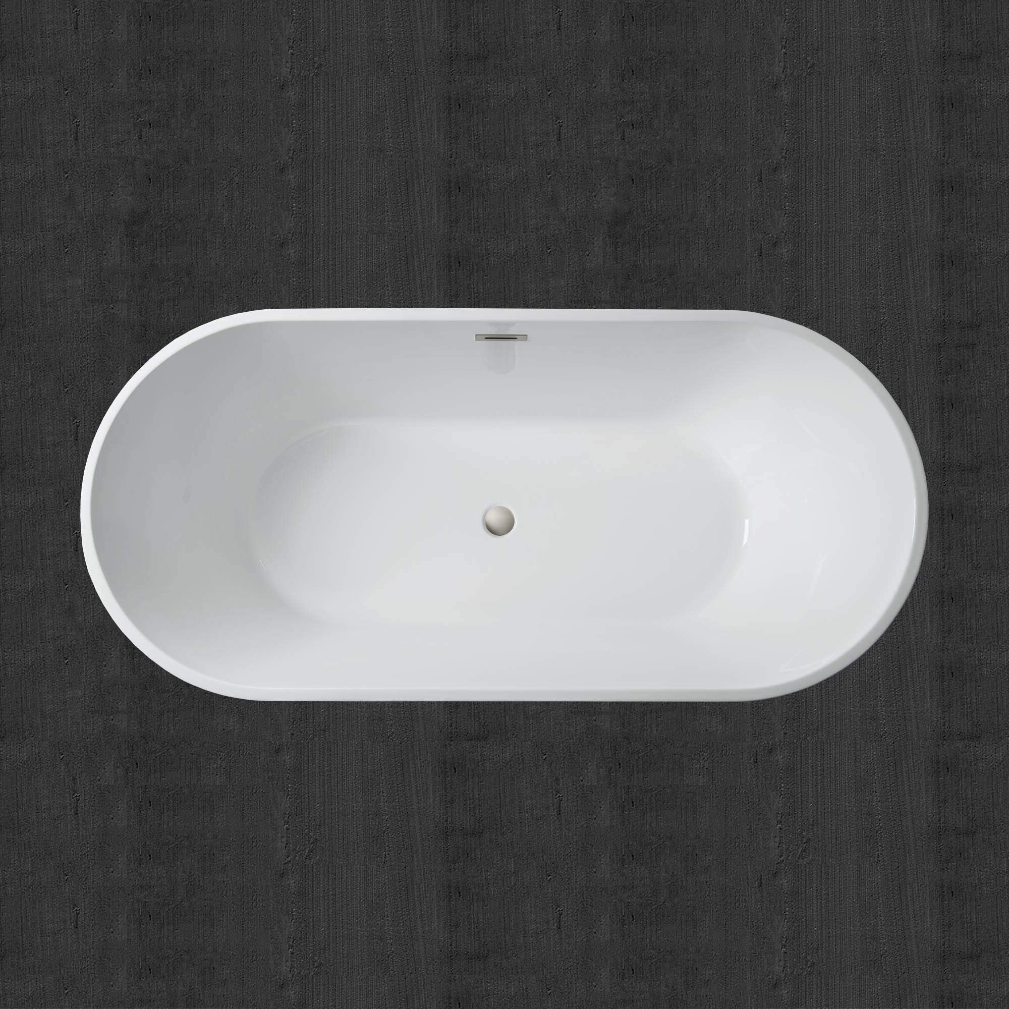 WOODBRIDGE 67" Acrylic Freestanding Bathtub Contemporary Soaking Tub, White Acrylic (Matte Black Drain/Overflow), B0013-MB-Drain &O