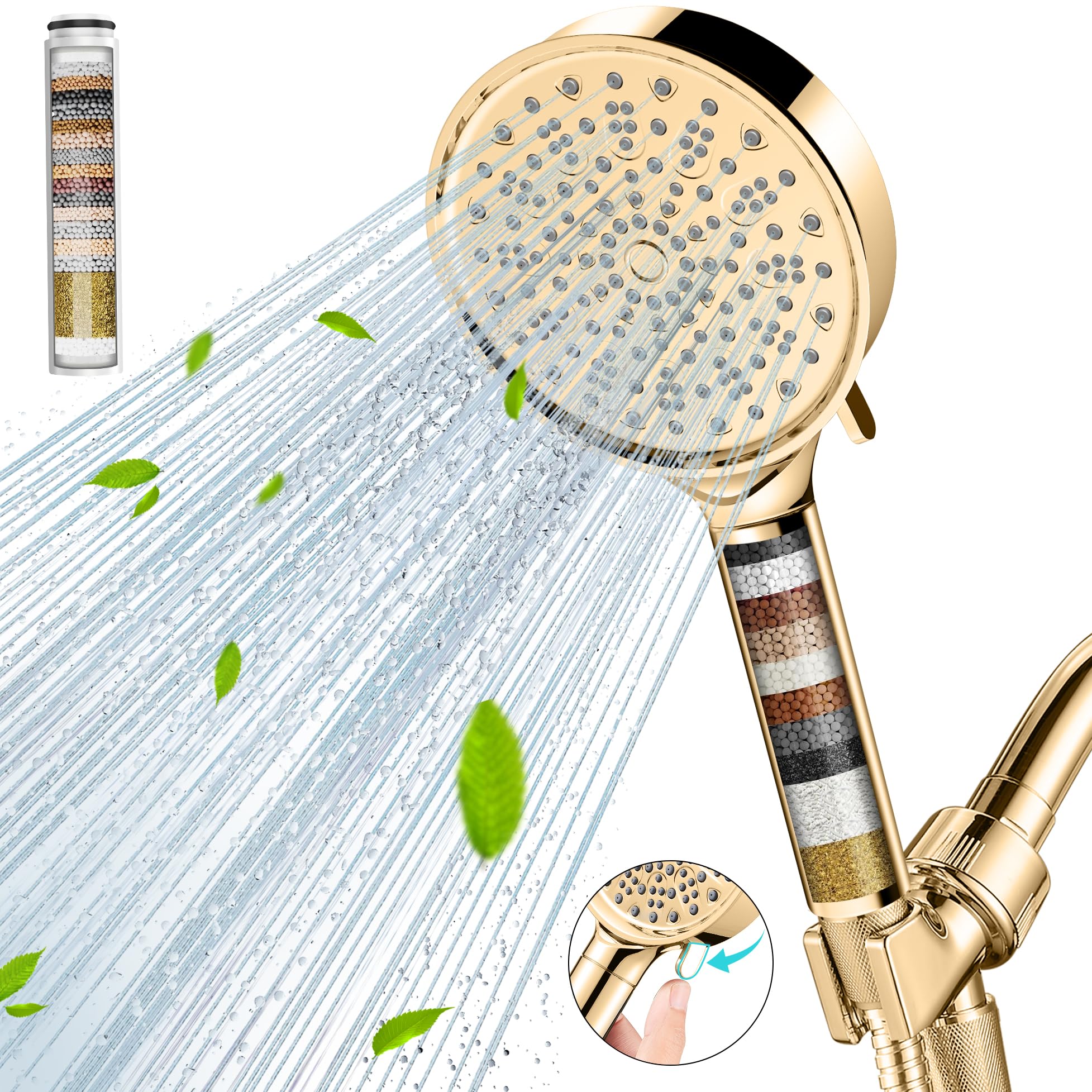 Cobbe Filtered Shower Head with Handheld, High Pressure 6 Spray Mode Showerhead with Filters, Water Softener Filters Beads for Hard Water - Remove Chlorine - Reduces Dry Itchy Skin, Matte Black