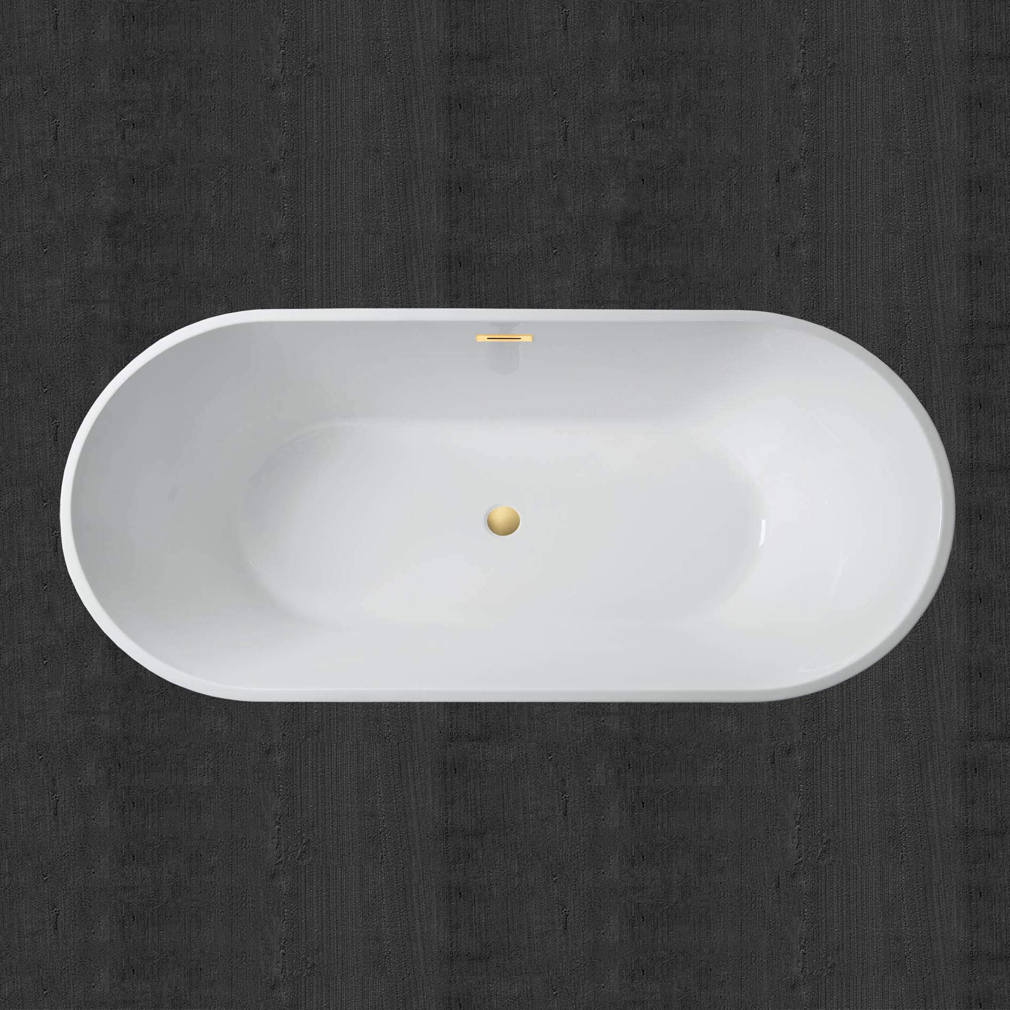 WOODBRIDGE 67" Acrylic Freestanding Bathtub Contemporary Soaking Tub, White Acrylic (Matte Black Drain/Overflow), B0013-MB-Drain &O