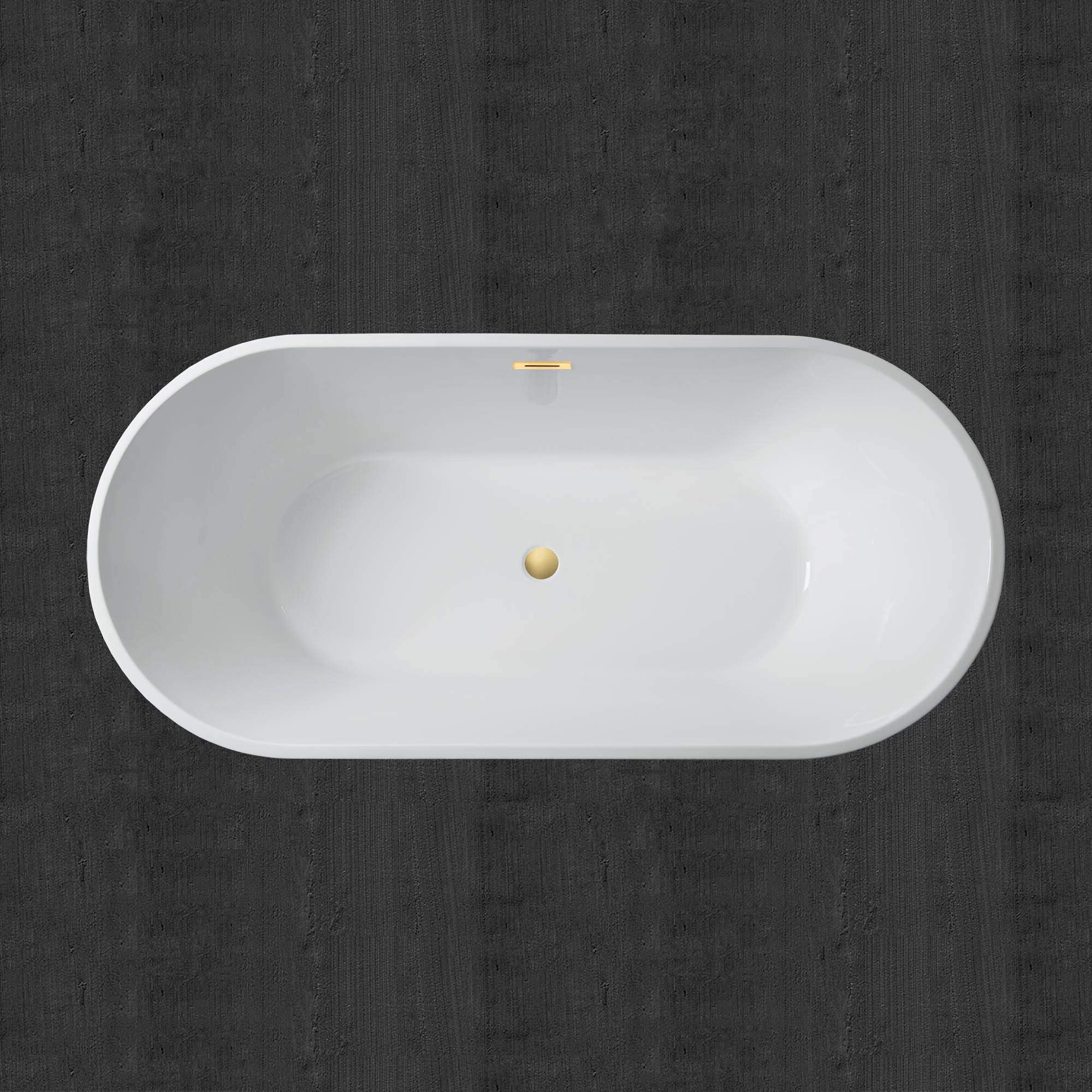 WOODBRIDGE 67" Acrylic Freestanding Bathtub Contemporary Soaking Tub, White Acrylic (Matte Black Drain/Overflow), B0013-MB-Drain &O