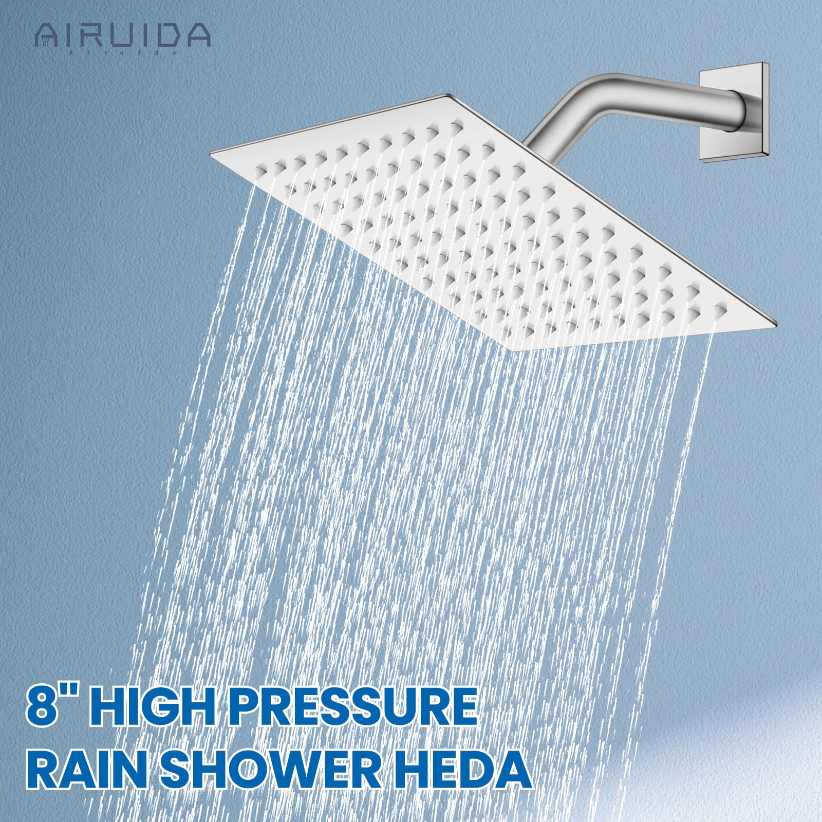 Airuida Shower Faucet Set with 8 Inch Rainfall Square Showerhead and Tub Spout Bathtub Faucet Kit Shower Tub Faucet Set Complete Tub Shower Trim Kit with Solid Brass Rough-in Valve Matte Black