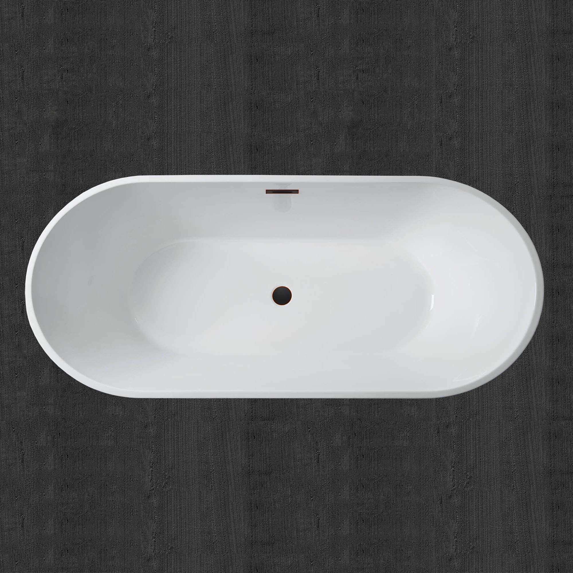 WOODBRIDGE 67" Acrylic Freestanding Bathtub Contemporary Soaking Tub, White Acrylic (Matte Black Drain/Overflow), B0013-MB-Drain &O