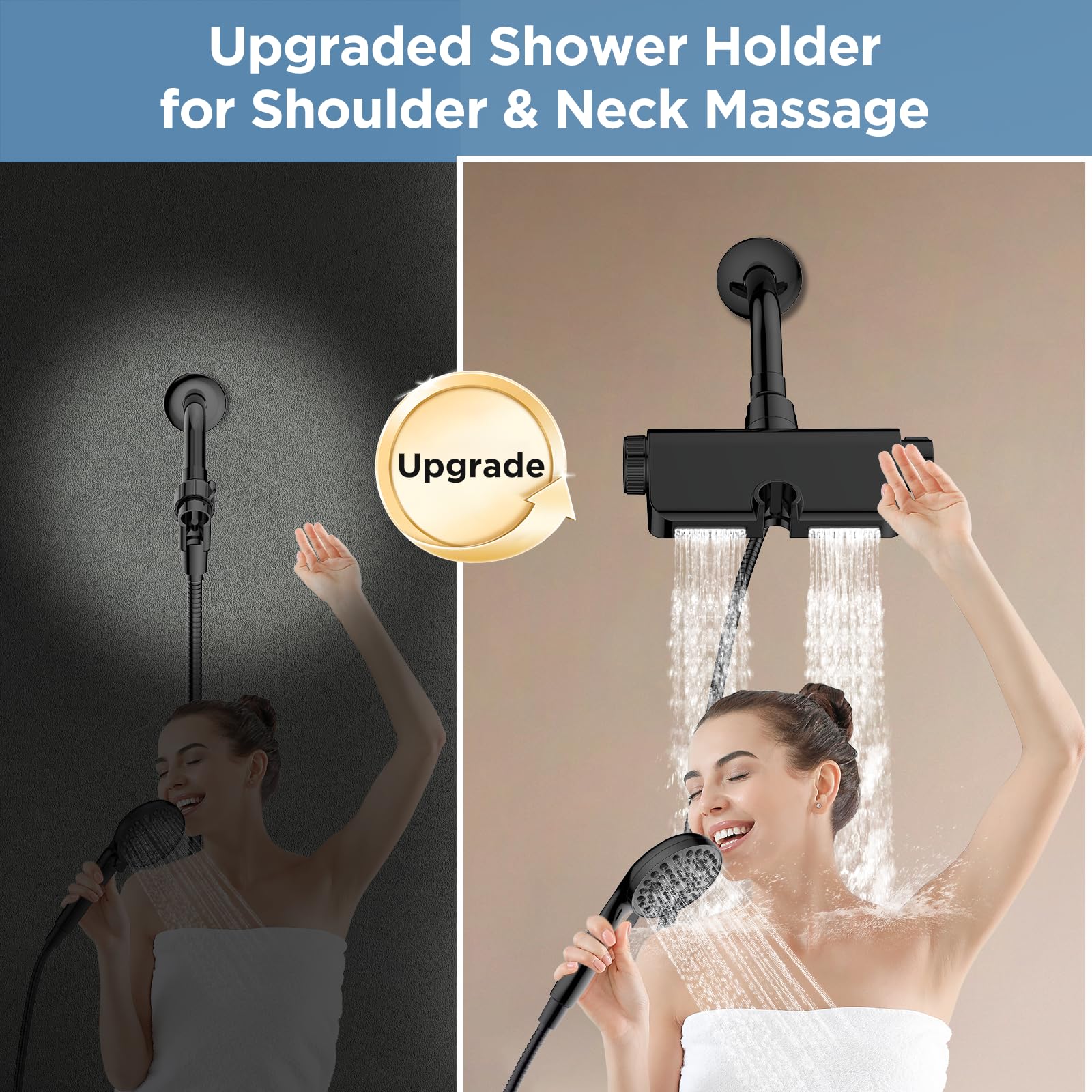 MakeFit Filtered Shower Head with Handheld Combo - Dual 2-in-1 Spa System with Massage Shower Head and 10 Modes Hand Held Shower Head, High Pressure, Built in Power Wash Mode (Chrome)